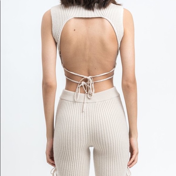 SOLD Danielle Guizio Rib Knit Tie Pants & Tank - Picture 6 of 8